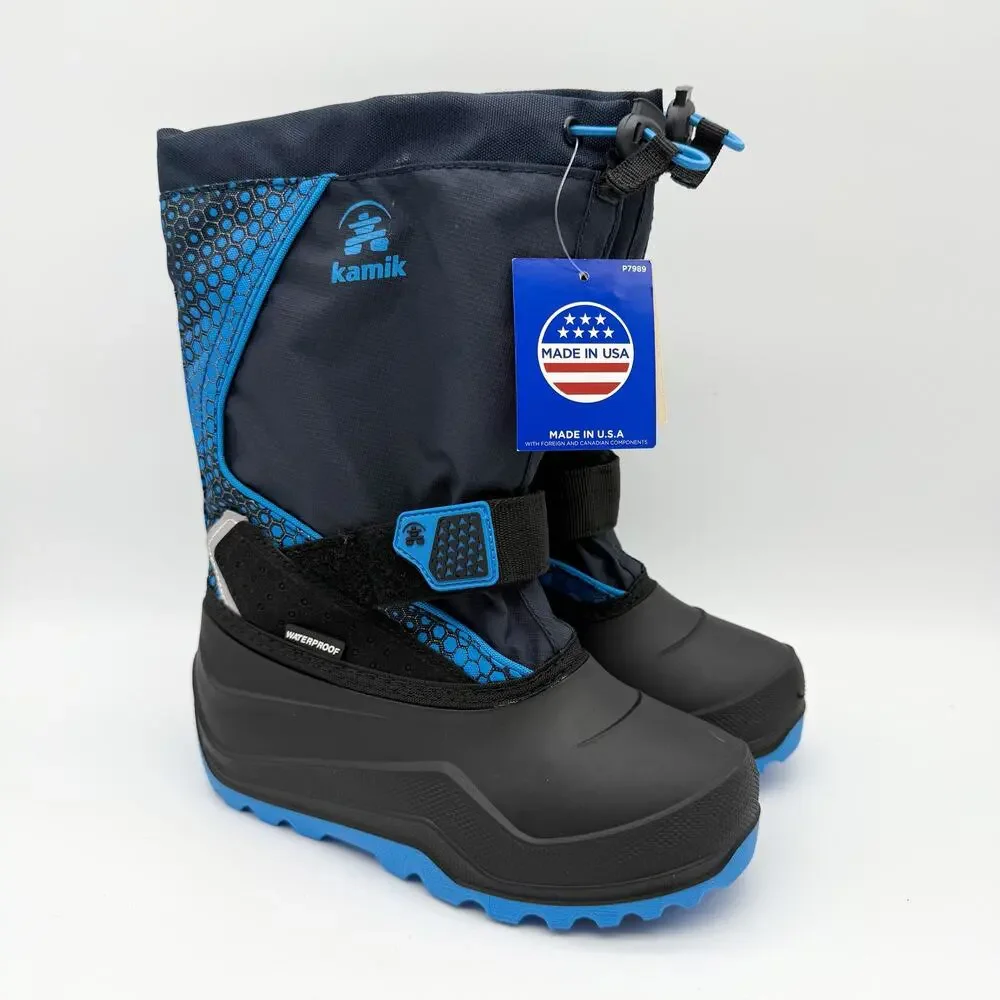 Kamik Kids Snowfall P Winter Boots US 2 EU 33.5 Blue Black Waterproof NIB